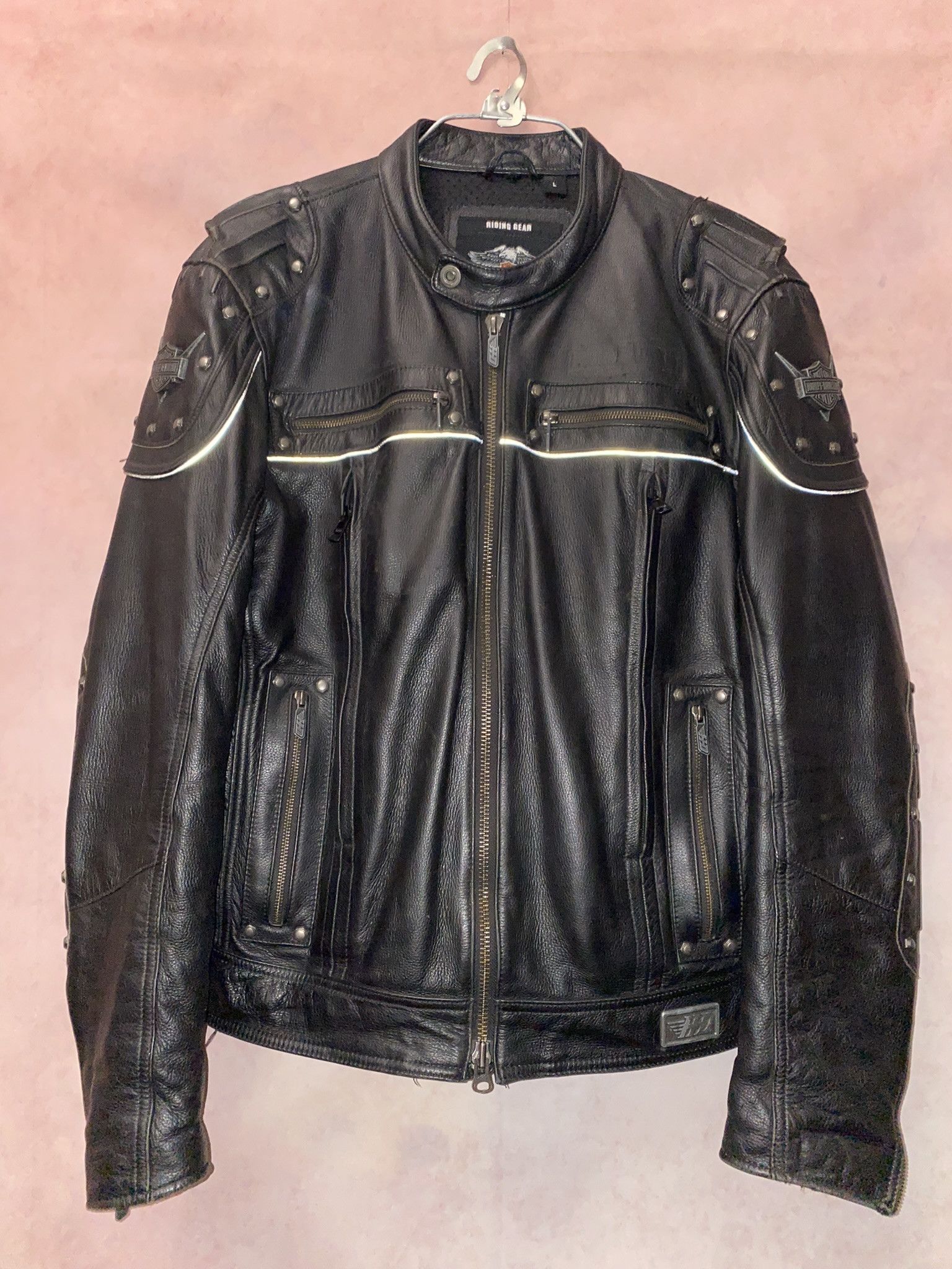 Harley Davidson × Leather × Vintage Harley Davidson Leather Biker Jacket Motorcycle Full Zip Size US L / EU 52-54 / 3 - 3 Thumbnail