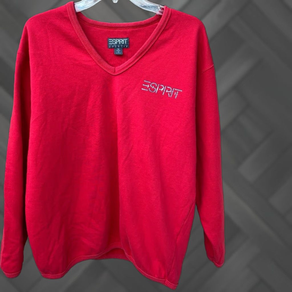 Esprit VINTAGE Esprit Sportiv V Neck Graphic Logo Sweatshirt Sweater Red USA Size M Womens Oversized Pullover Mockup Size M / US 6-8 / IT 42-44 - 1 Thumbnail