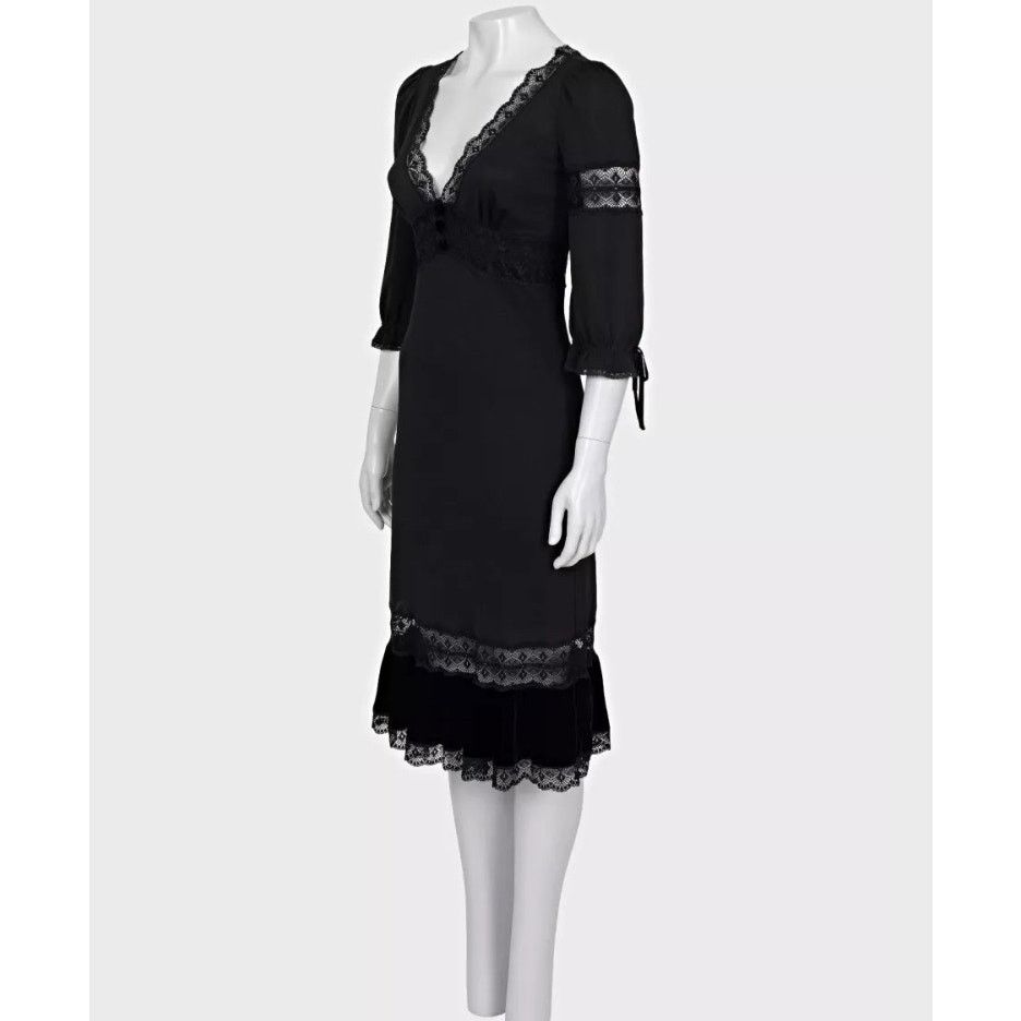 Dolce & Gabbana Dolce & Gabbana Black Velvet and Lace Dress - Size XS Size XS / US 0-2 / IT 36-38 - 2 Thumbnail
