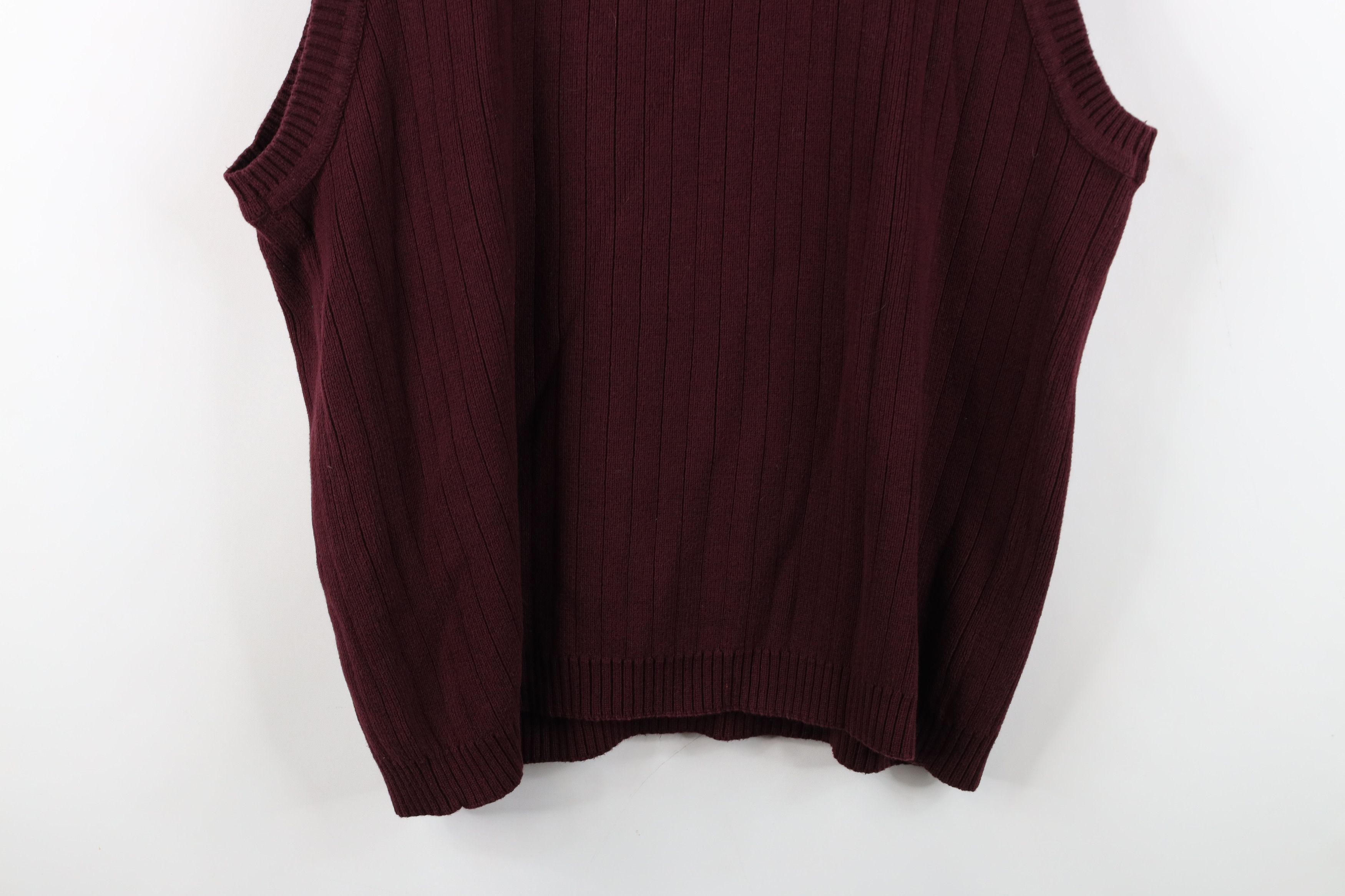 Vintage Vintage 90s Streetwear Blank Cotton Ribbed Knit Sweater Vest Size US L / EU 52-54 / 3 - 11 Thumbnail