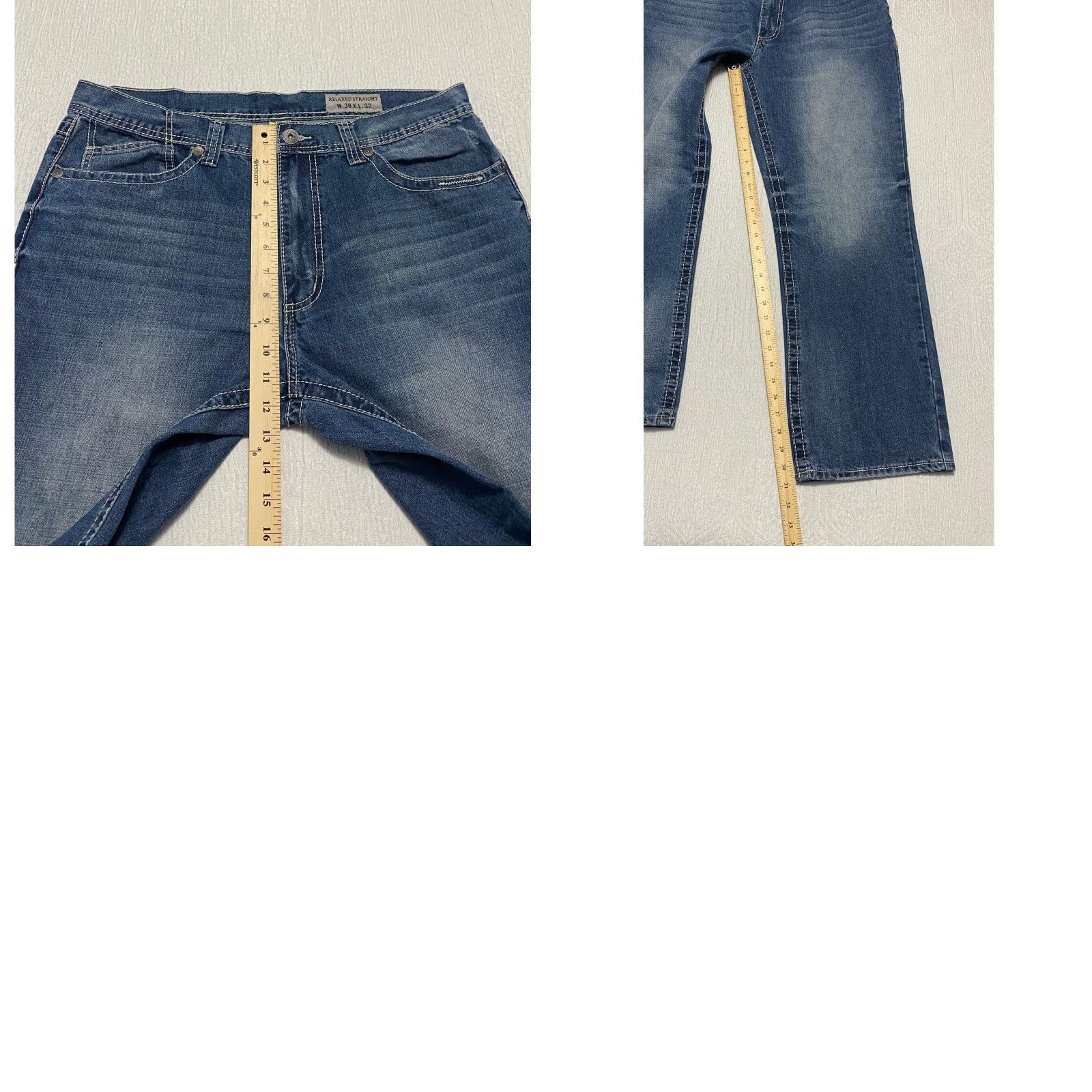 Faded Glory Faded Glory Jeans Mens Size 38x32 Relaxed Straight Leg Blue Denim Whiskers Size US 38 / EU 54 - 8 Thumbnail
