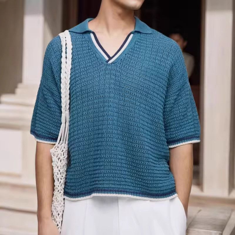 Other Knitted Casual Blue Polo Summer Trendy T Shirt Size US L / EU 52-54 / 3 - 2 Thumbnail