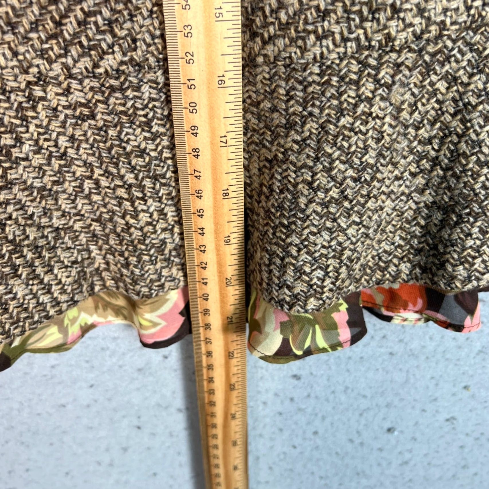 Ann Taylor VINTAGE Ann Taylor LOFT Petite 6P Womens Wool Blend Mini Skirt with Floral Hem Brown Lined Size 28" / US 6 / IT 42 - 6 Thumbnail