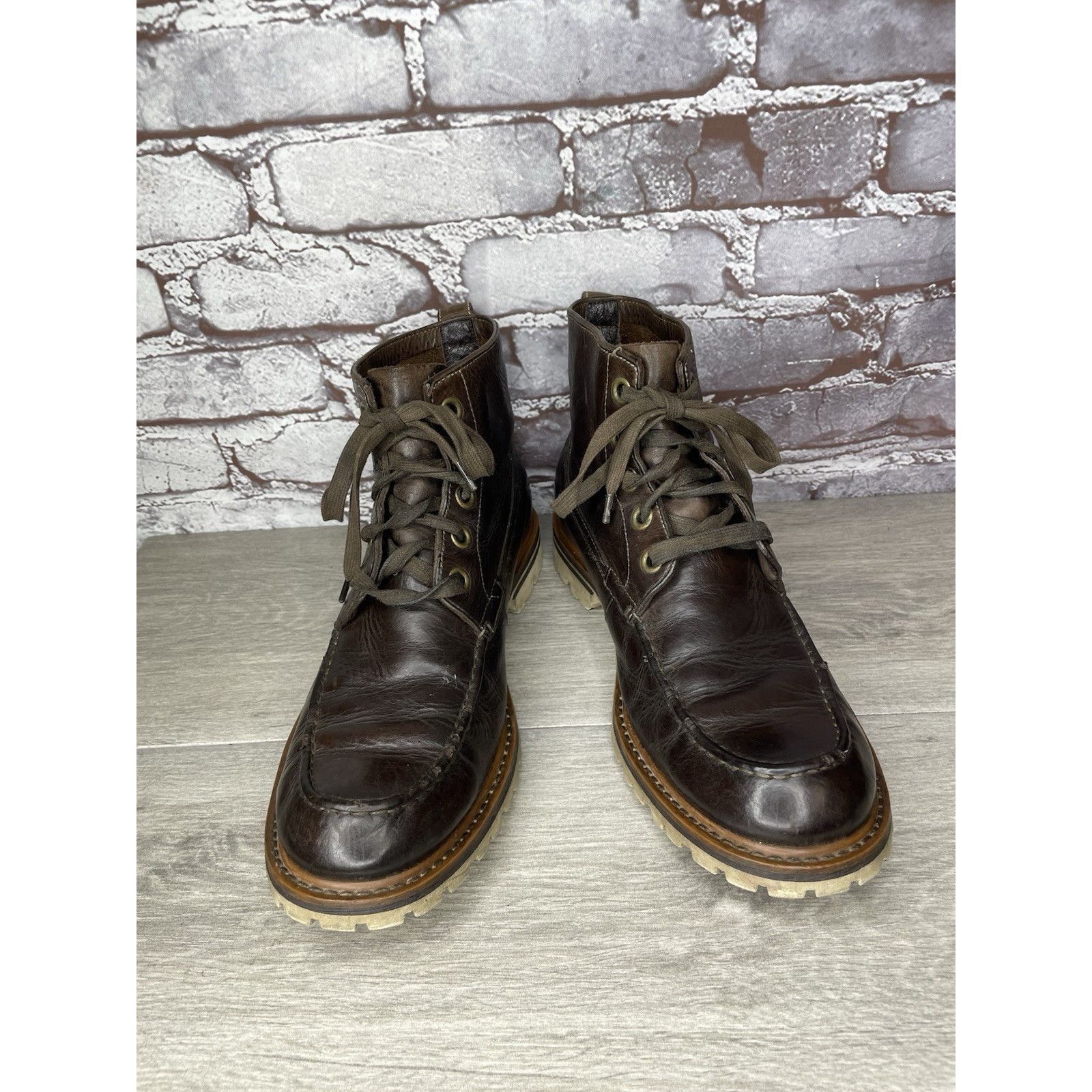 John Varvatos John Varvatos Eric Brown Leather Lace Moc Toe Work Chukka Bo Size US 9 / EU 42 - 2 Thumbnail