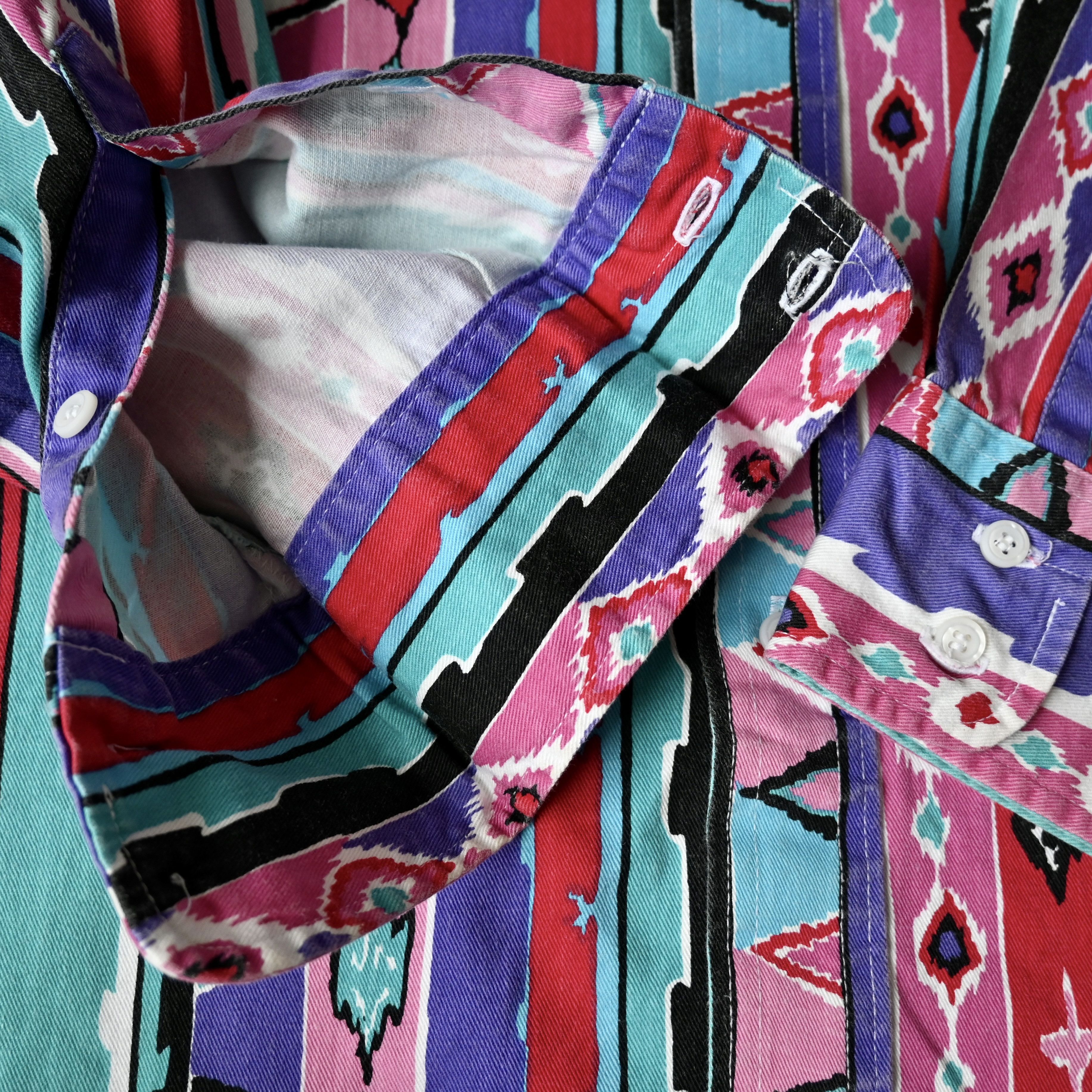 Vintage VTG Wrangler Aztec Navajo multi striped cotton western shirt Size US L / EU 52-54 / 3 - 8 Thumbnail