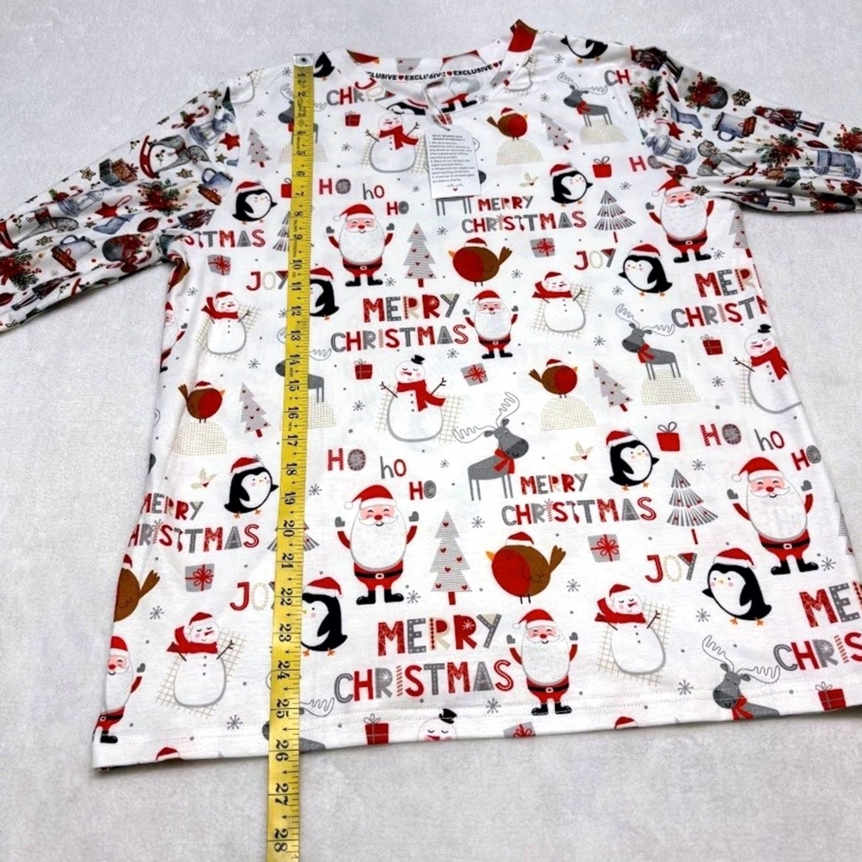 Vintage With Love Ugly Sweater Christmas Santa Snowman Penguin Reindeer Long Sleeve Top M Women Crew Neck T-Shirt White Christmas Theme Lifetime Holiday - Size M / US 6-8 / IT 42-44 - 8 Thumbnail