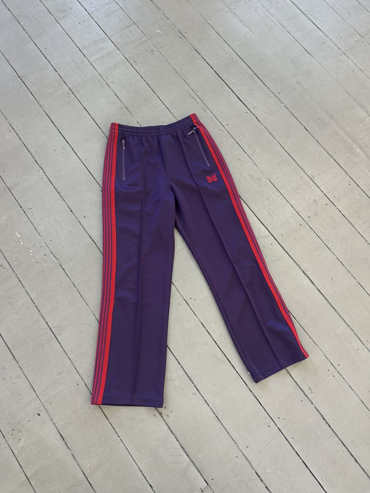Needles Needles Track Pants Narrow Poly Smooth 'Purple/Red' | Grailed