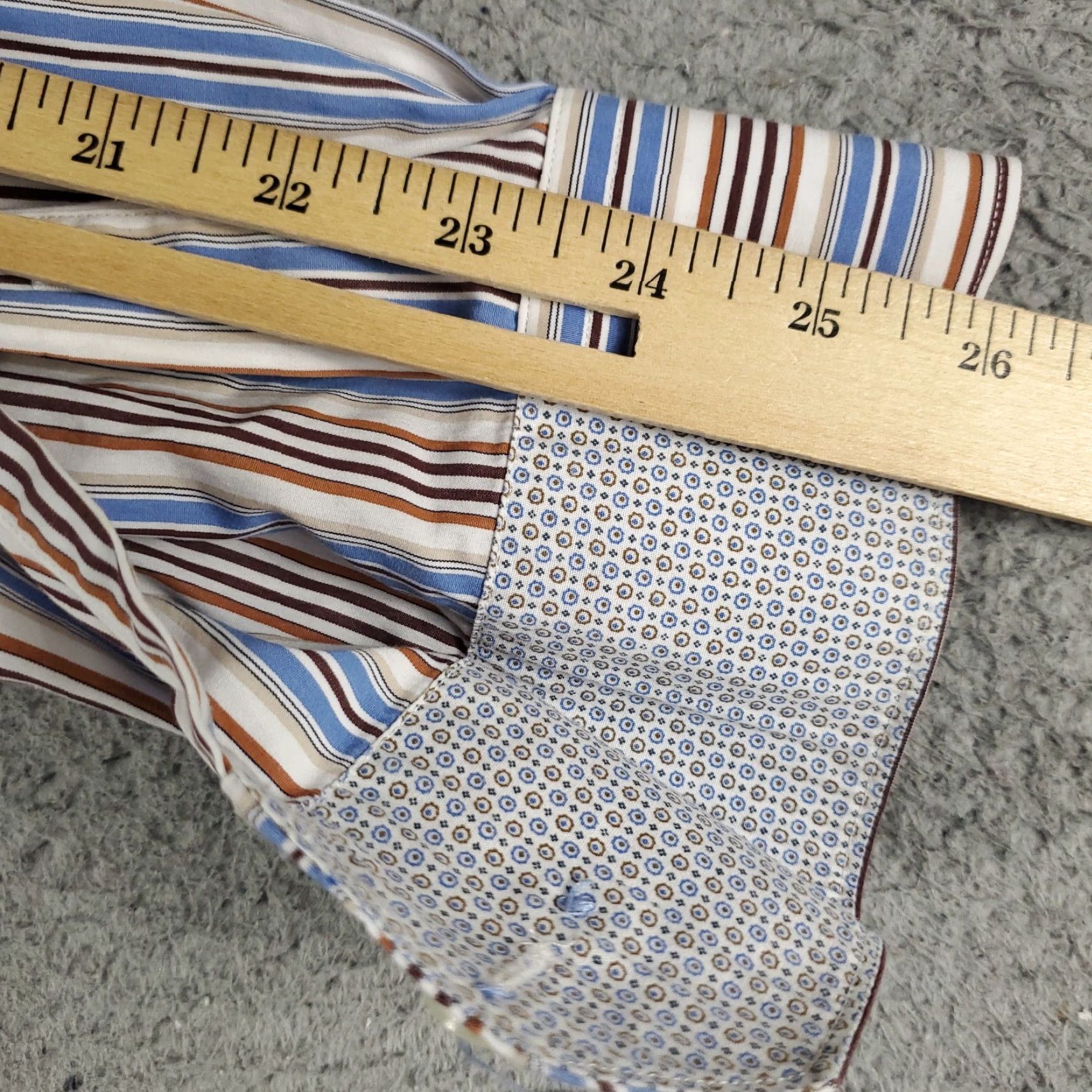 BUGATCHI Bugatchi Uomo Shirt Mens Large Blue Striped Classic Fit Button-Up Long Sleeve Size US L / EU 52-54 / 3 - 6 Thumbnail