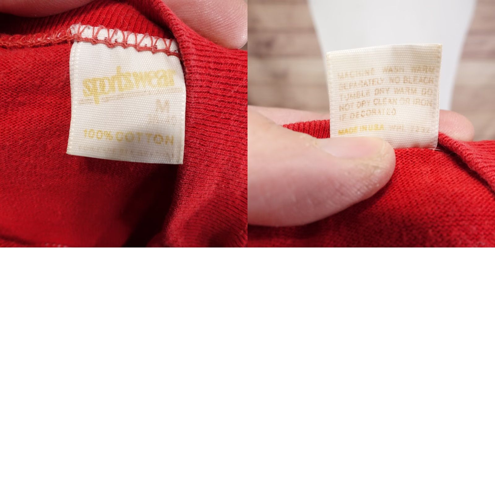 Vintage VINTAGE Sportswear Red T-Shirt "No Guts No Glory Go For It" 80s Single Stitch Adult Medium Mens Size US M / EU 48-50 / 2 - 8 Thumbnail
