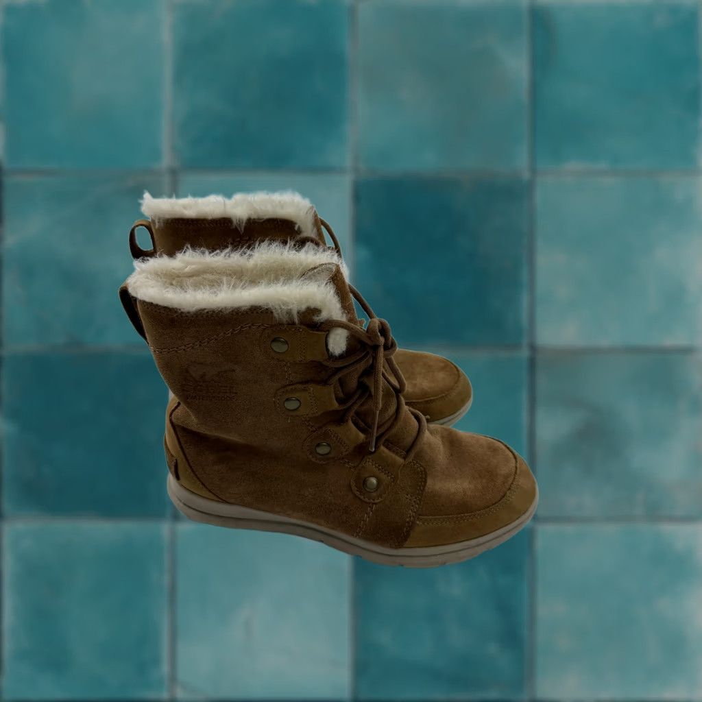 SOREL Sorel Boots Womens Size 8 Brown Suede Waterproof Ankle Fur Lined NL3392-224 Size US 8 / IT 38 - 1 Thumbnail