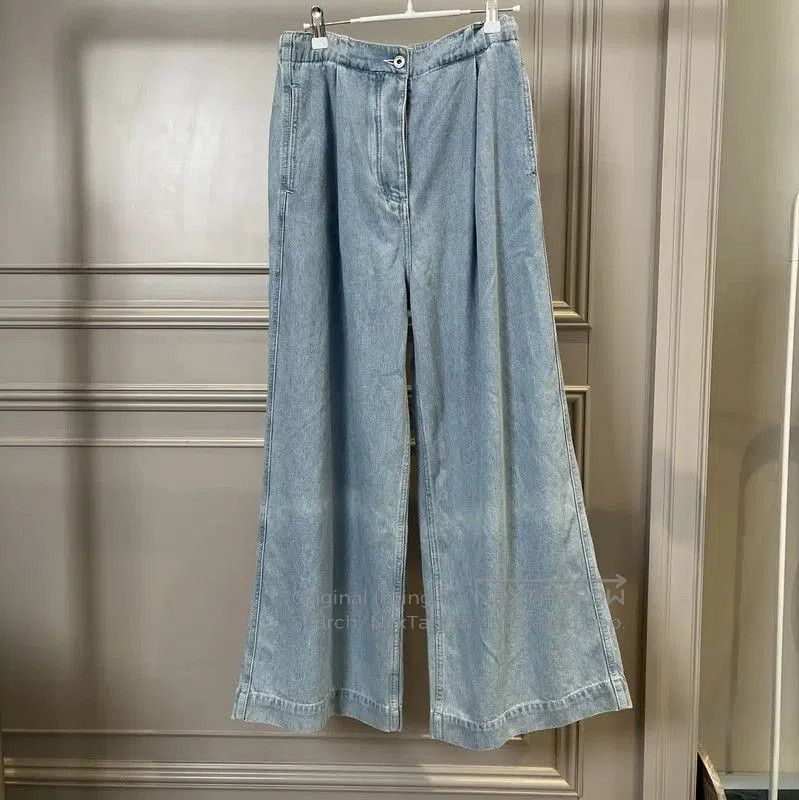 Loewe Loewe Blue Cotton Logo Wide-Leg Pants . Size 27" / US 4 / IT 40 - 1 Thumbnail
