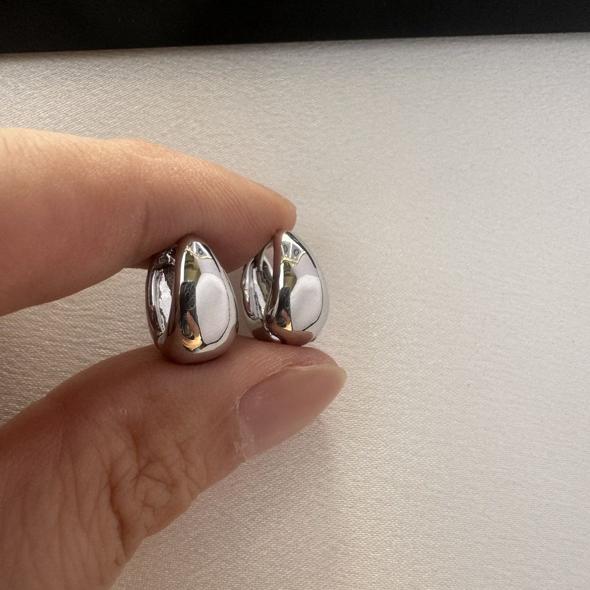 Designer Teardrop Shape Small Silver Hoop Earrings for Women Size ONE SIZE - 5 Thumbnail