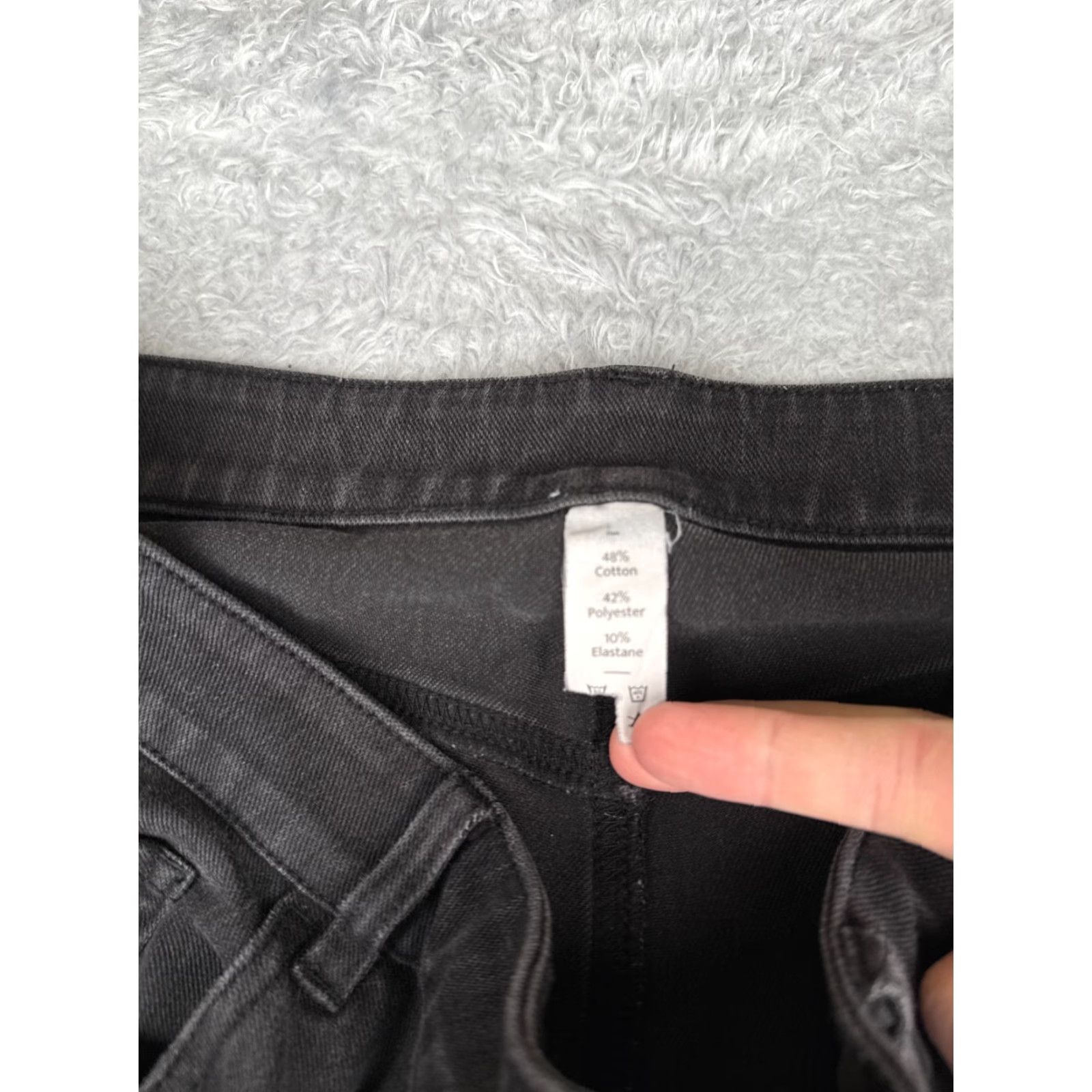 Vintage Womens Jeans 34x31 Black Denim Bootcut Stretch Cotton Blend High Rise Zip Fly Size 24" / US 00 / IT 34 - 6 Thumbnail