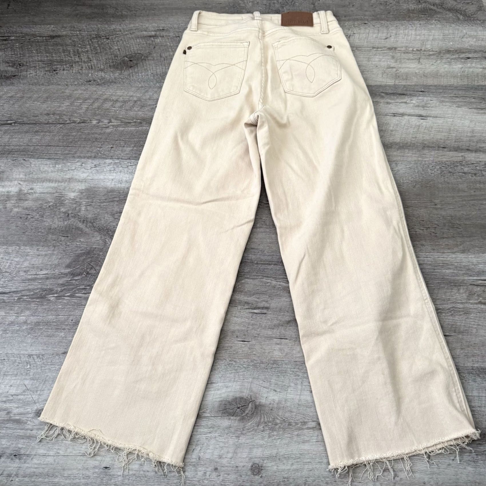 Vintage Judy Blue Jeans Womens 0/24 High Rise Wide Raw Hem Crop Denim Herb Garment Dyed Size 25" / US 0 / IT 36 - 3 Thumbnail