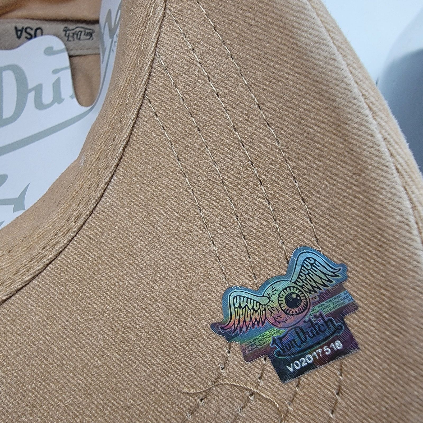 Von Dutch Von Dutch Distressed Denim Adjustable Dad Cap in Beige Size ONE SIZE - 6 Thumbnail