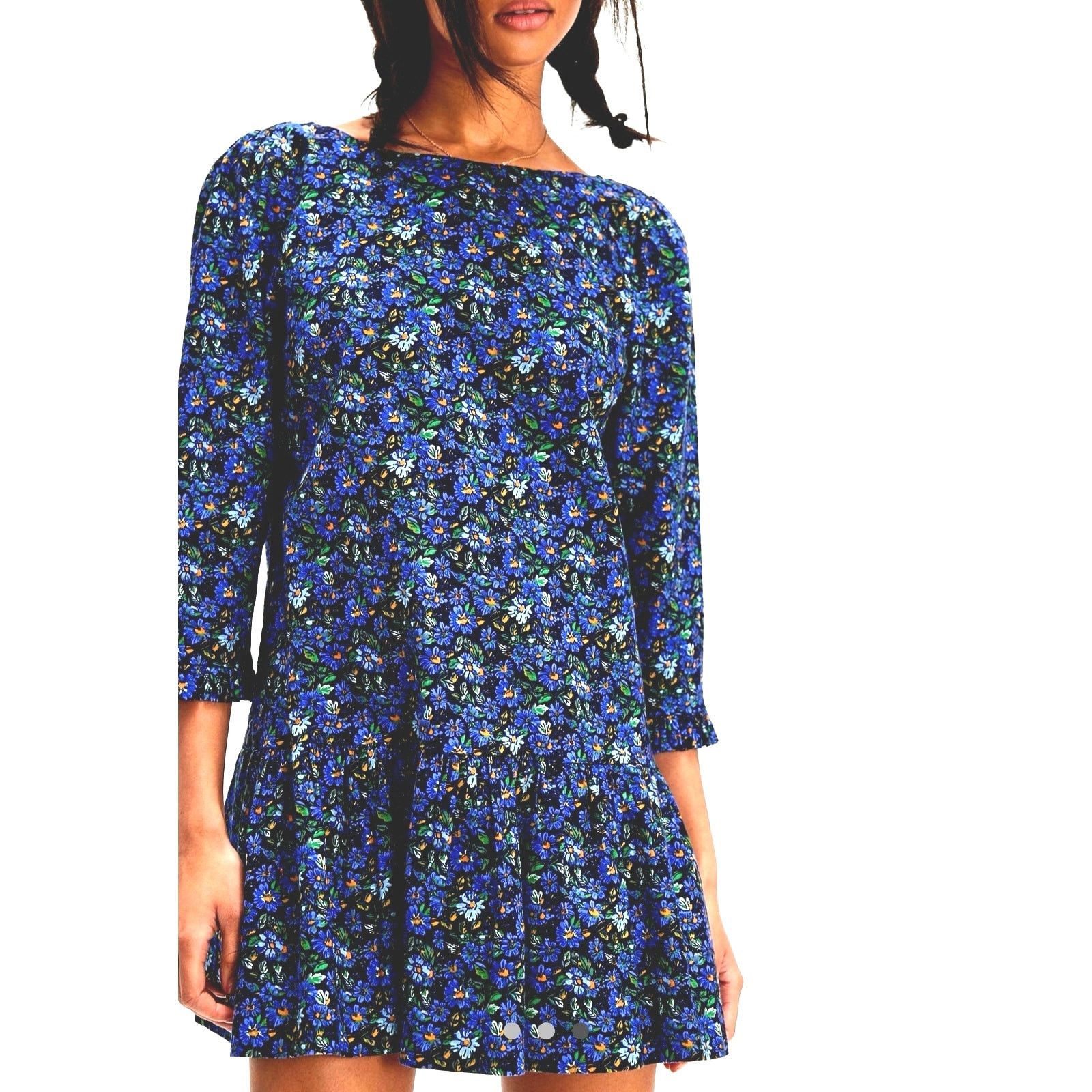 Free People Free People The Avenue Mini Dress Open Back Navy Combo M Size M / US 6-8 / IT 42-44 - 3 Thumbnail