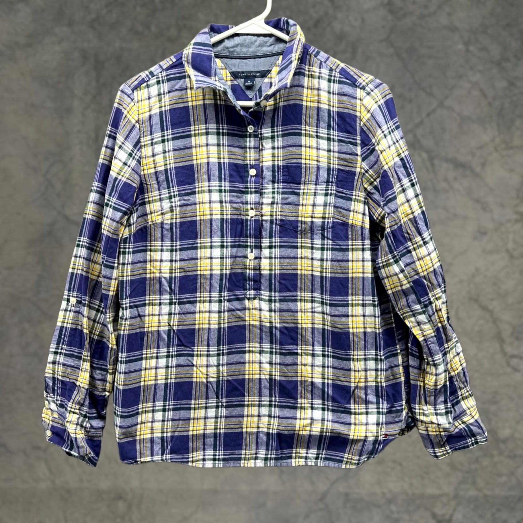 Tommy Hilfiger Tommy Hilfiger Shirt Women Medium Yellow Blue Plaid Casual Button Down Preppy Shirt - Womens Medium Size M / US 6-8 / IT 42-44 - 1 Thumbnail