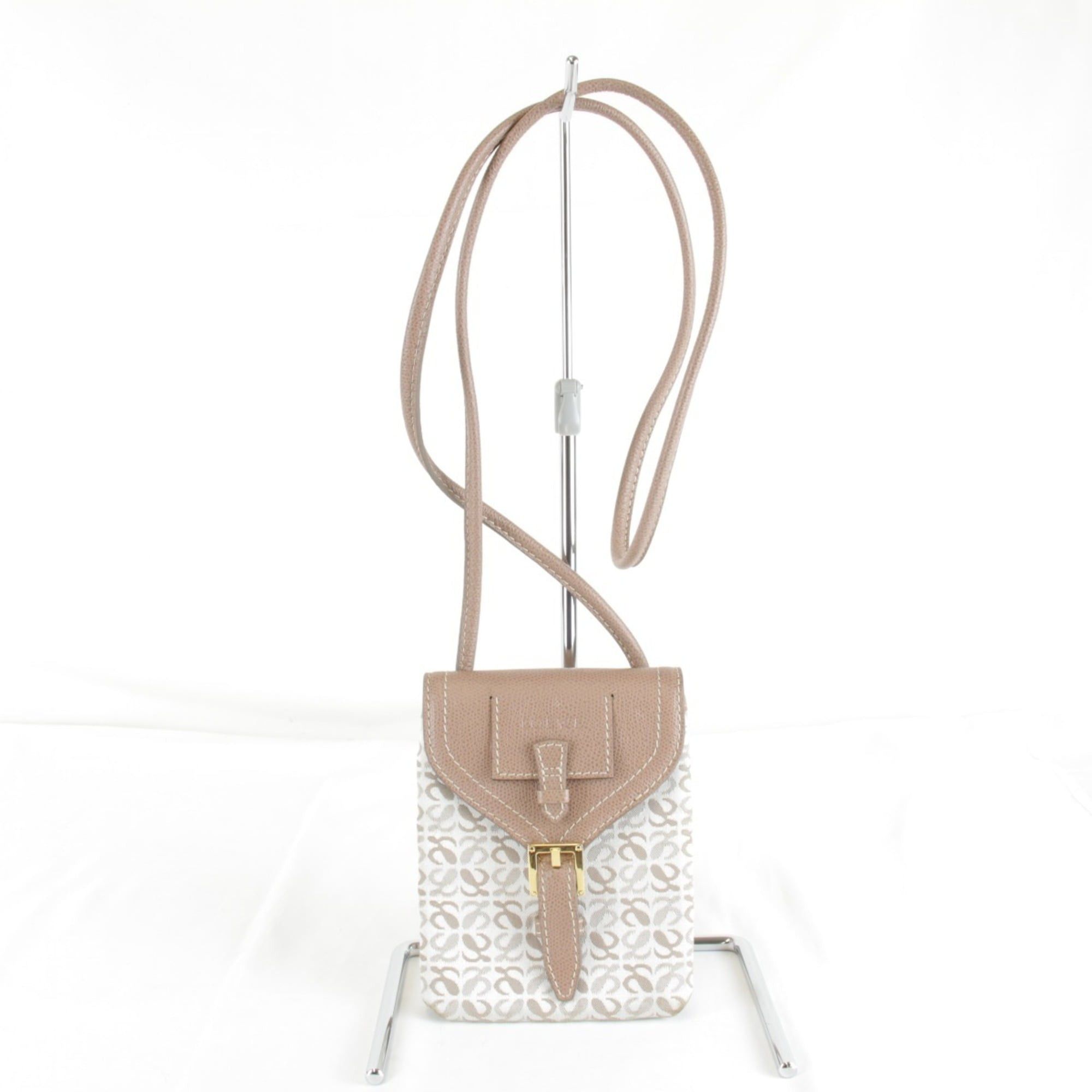 Loewe LOEWE Repeat Anagram Mini Shoulder Bag with Dust Bag, Canvas, Beige, 140g, Women's Pouch Size ONE SIZE - 1 Thumbnail