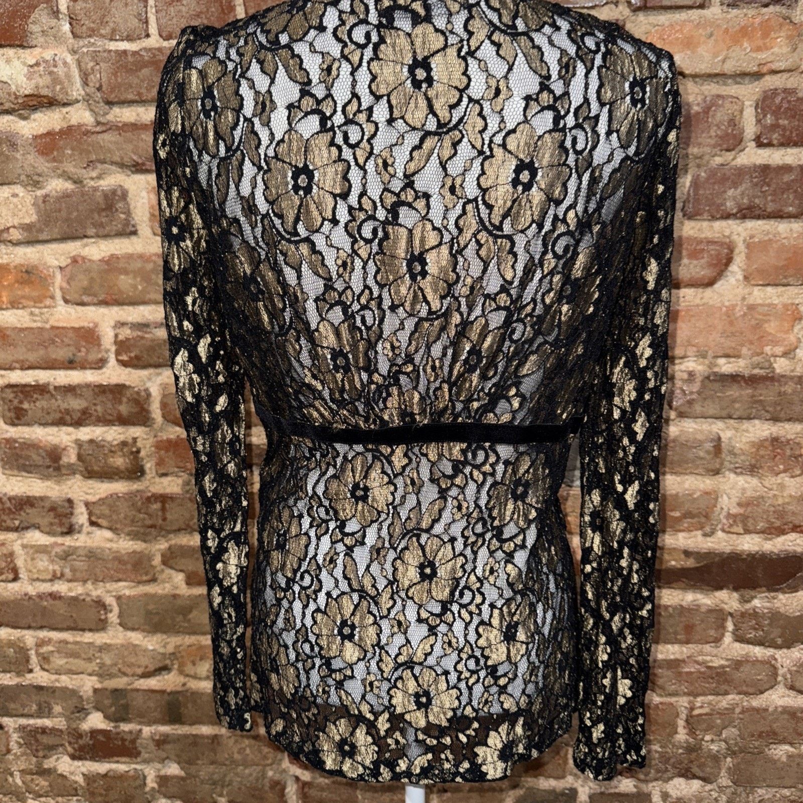 Other Lace Top Sz L Floral Empire Jewel Velvet Band Goth Fairy LBD Size L / US 10 / IT 46 - 5 Thumbnail