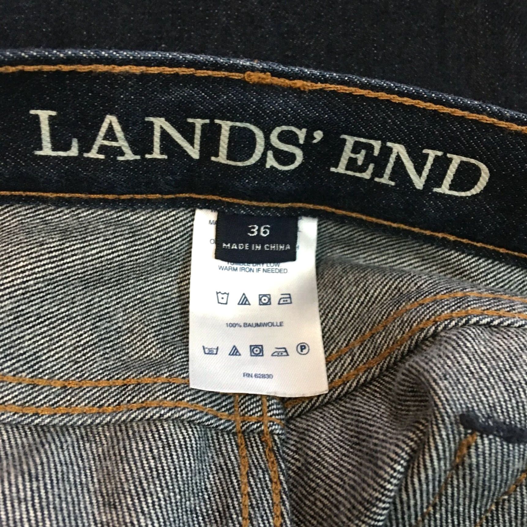 Lands' End VINTAGE Lands' End Men's Jeans Straight Fit Dark Blue 90s Retro Cotton Size 36 Size US 36 / EU 52 - 6 Thumbnail