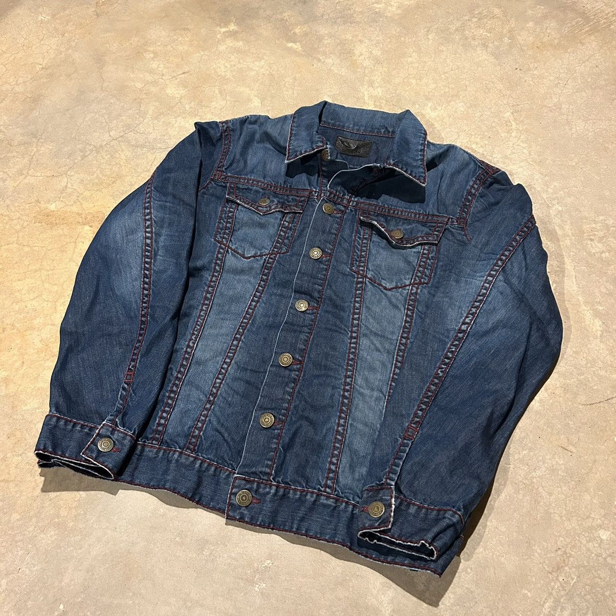 Japanese Brand × Robins Jeans × Vintage Robin’s Jeans Thick Stitch Denim Jacket Oversized Designer Size US XXL / EU 58 / 5 - 6 Thumbnail