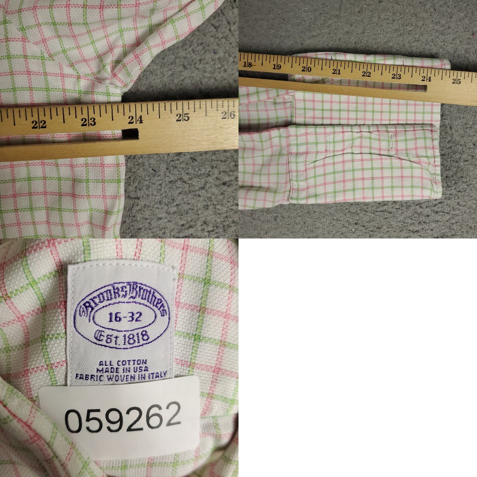 Brooks Brothers BROOKS BROTHERS Shirt Men 16 Green Pink Check French Cuff Dress Button Up Regular 100% Cotton Vintage: No Men Size 42R - 8 Thumbnail