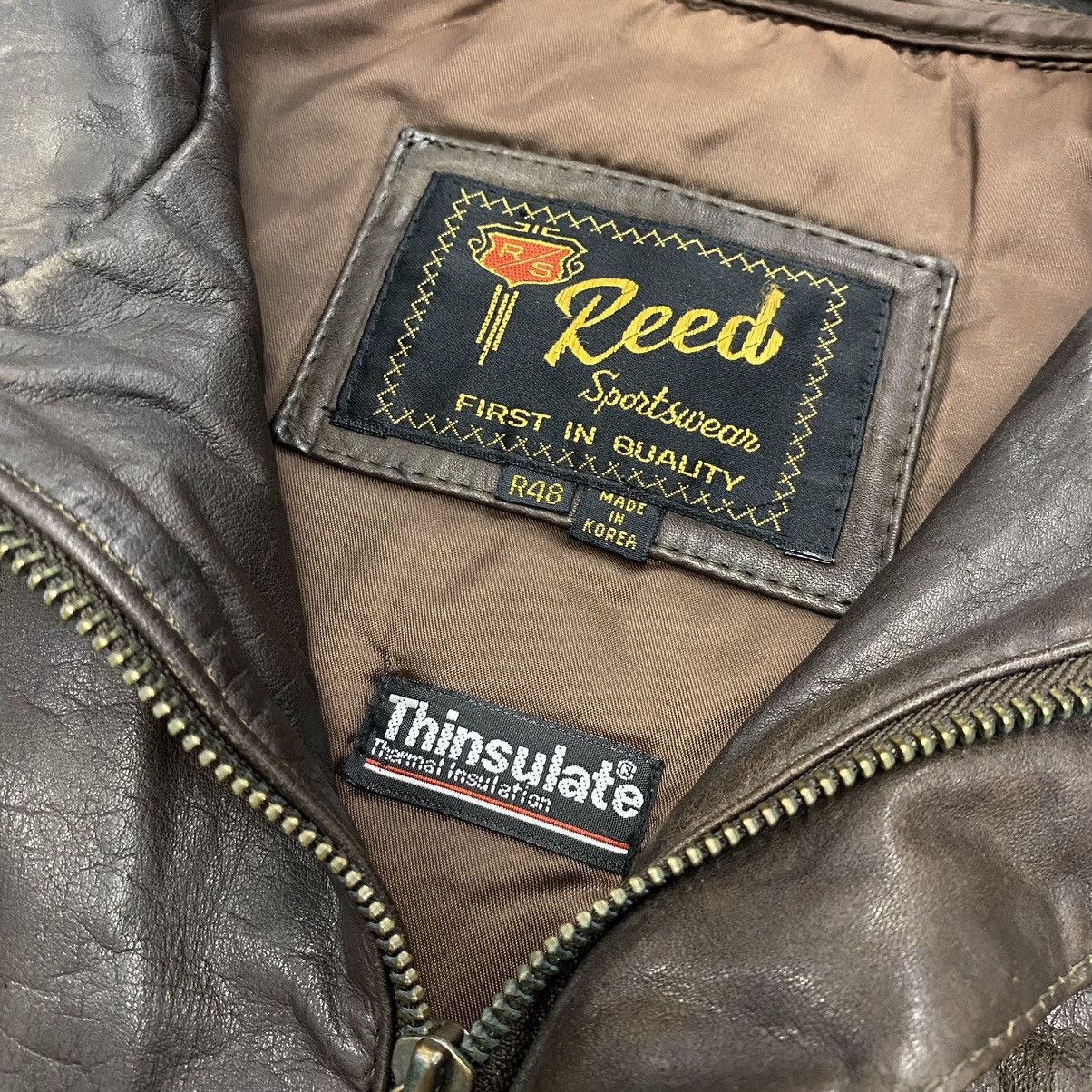 Reed × Vintage Vtg 80s 90s Reed Sportswear Brown Leather Jacket Moto Biker Size US XL / EU 56 / 4 - 4 Thumbnail