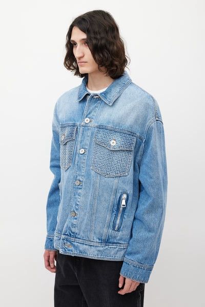 Balmain Balmain 23ss Blue Logo Denim Jacket Size US M / EU 48-50 / 2 - 4 Thumbnail
