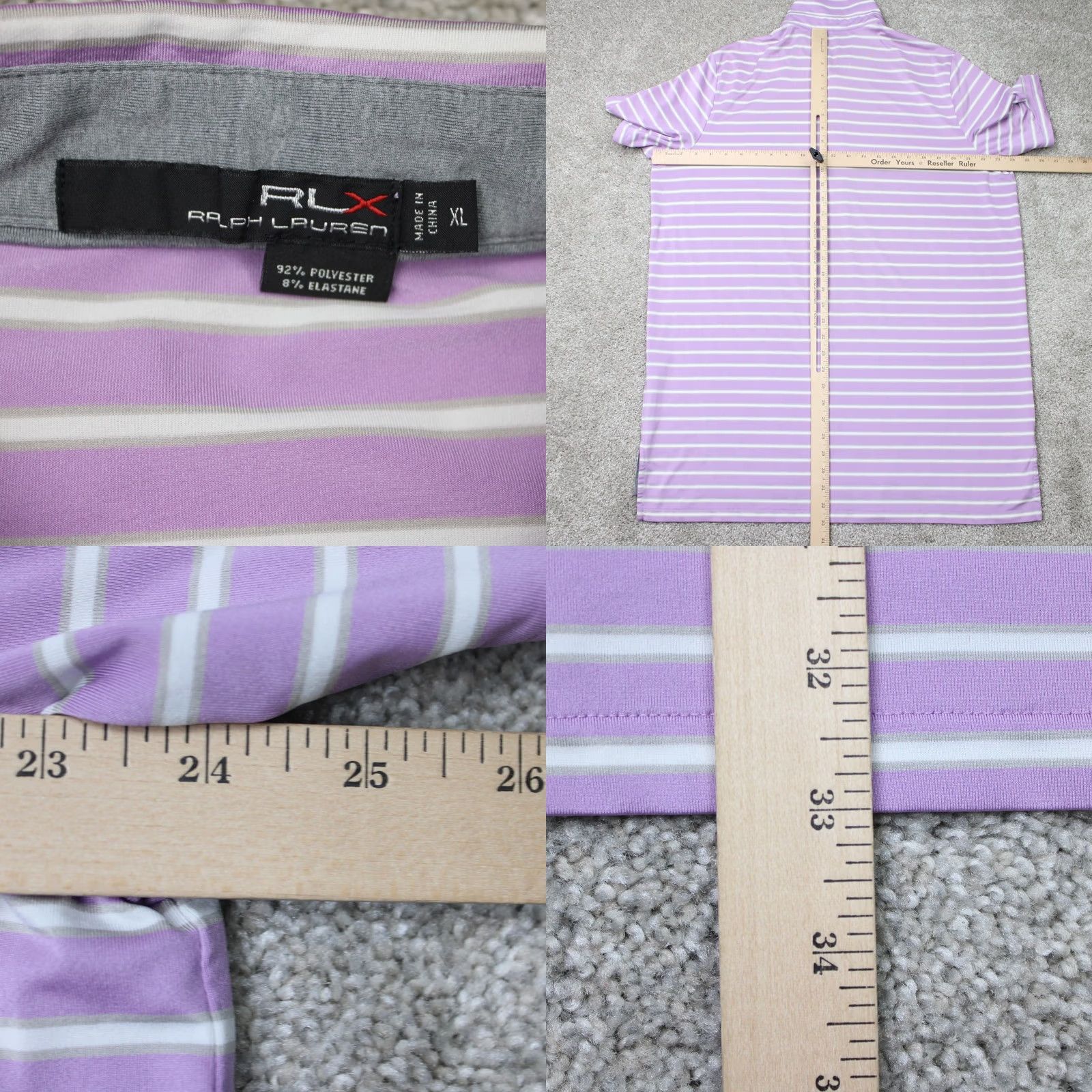 RLX Ralph Lauren RLX Ralph Lauren Polo Shirt Mens XL Purple/White Striped Short Sleeve Polo Shirt Size US XL / EU 56 / 4 - 8 Thumbnail