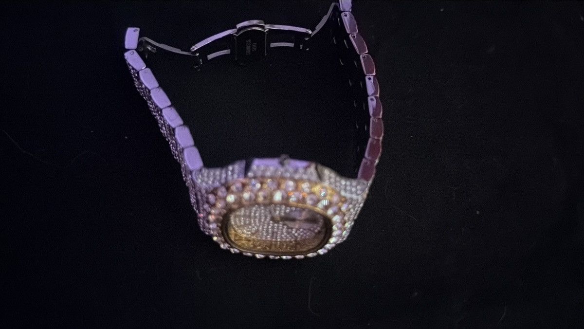 Other Purple Gradient Iced Out Bust Down Moissanite Watch VVS Size 44 - 4 Thumbnail