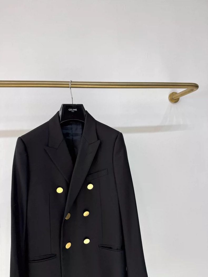 Celine Celine DoubleBreasted Wool Blazer With Gold Buttons Size M / US 6-8 / IT 42-44 - 3 Thumbnail
