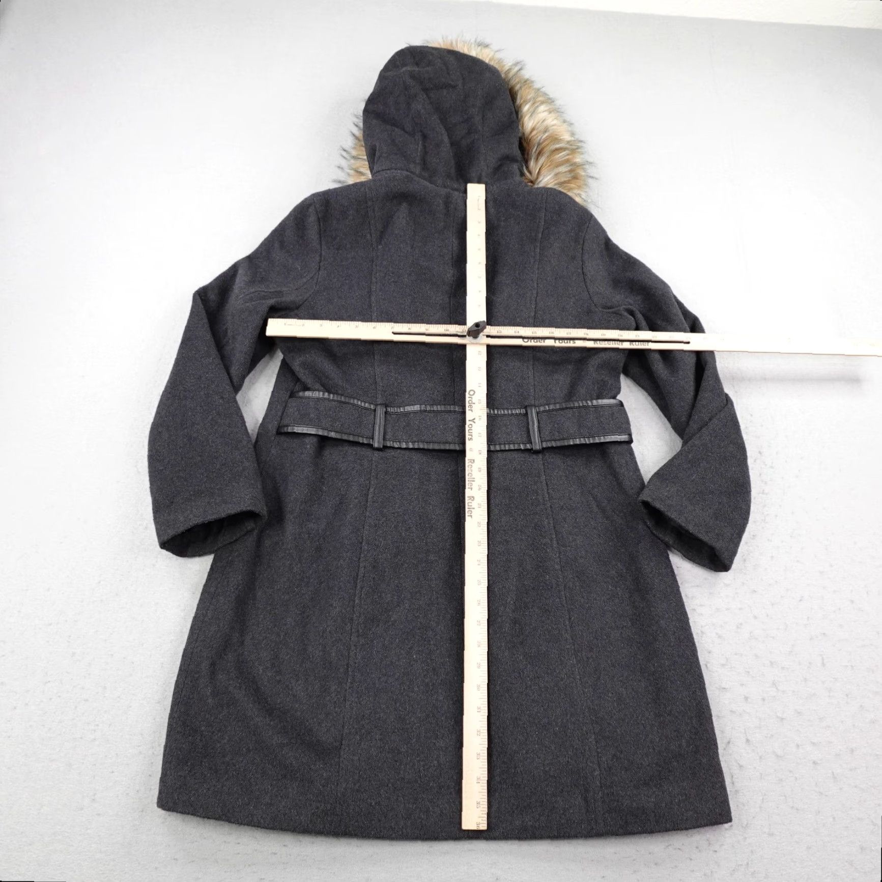 Betsey Johnson Betsey Johnson Coat Womens XL Gray Wool Blend Faux Fur Trim Duffle Toggle Jacket Size XL / US 12-14 / IT 48-50 - 4 Thumbnail