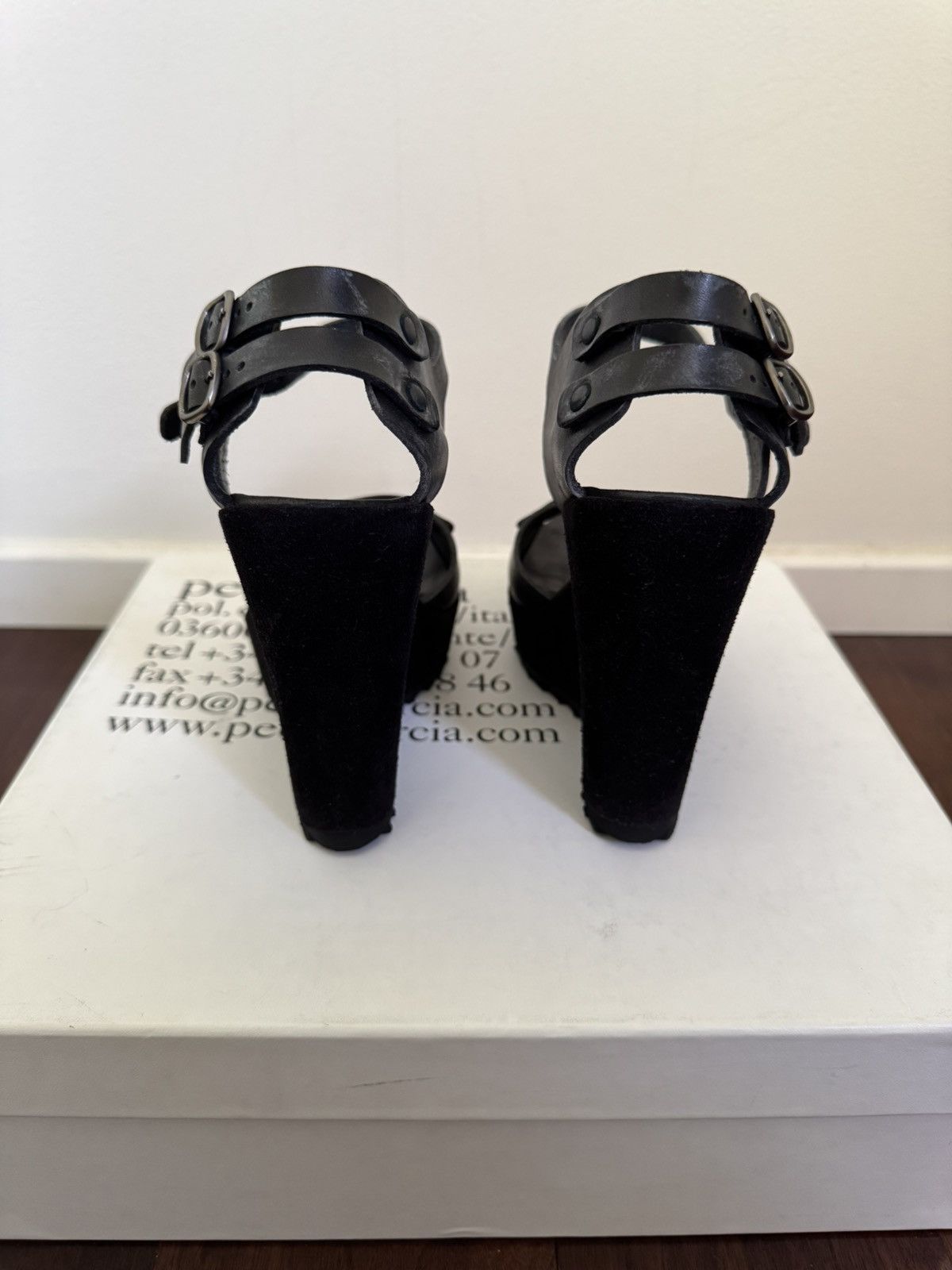 Pedro Garcia Pedro García Vega Multi Buckle Wedge (Black) Size US 7.5 / IT 37.5 - 4 Thumbnail