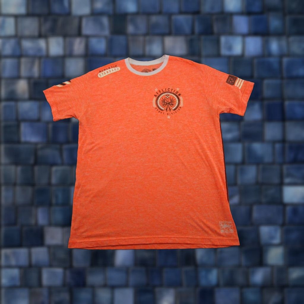 Affliction Affliction T-Shirt Sports Division Double Sided Spell Out Mens Size 3XL Orange Size US XXL / EU 58 / 5 - 1 Thumbnail