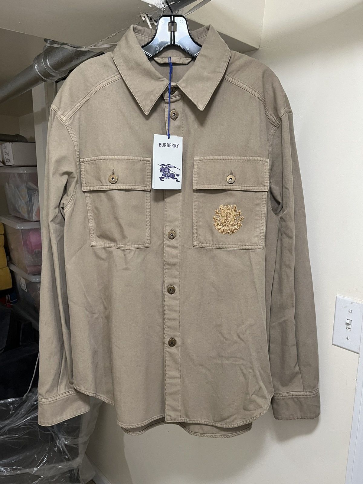 Burberry Burberry Twill Crest Overshirt Sz L Size US L / EU 52-54 / 3 - 4 Thumbnail