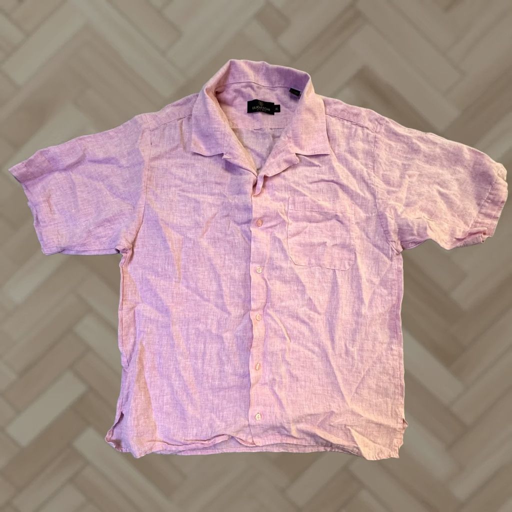 BUGATCHI Bugatchi Uomo Shirt Mens XL Pink Short Sleeve Button Front Casual Size US XL / EU 56 / 4 - 1 Thumbnail