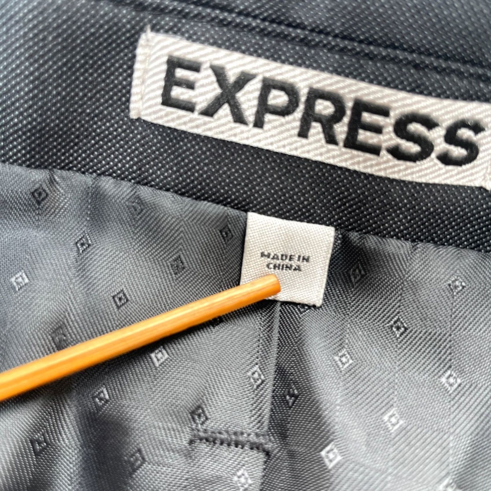 Express Express Mens Large Gray Blazer Coat Fitted Business Formal Size 42R - 4 Thumbnail