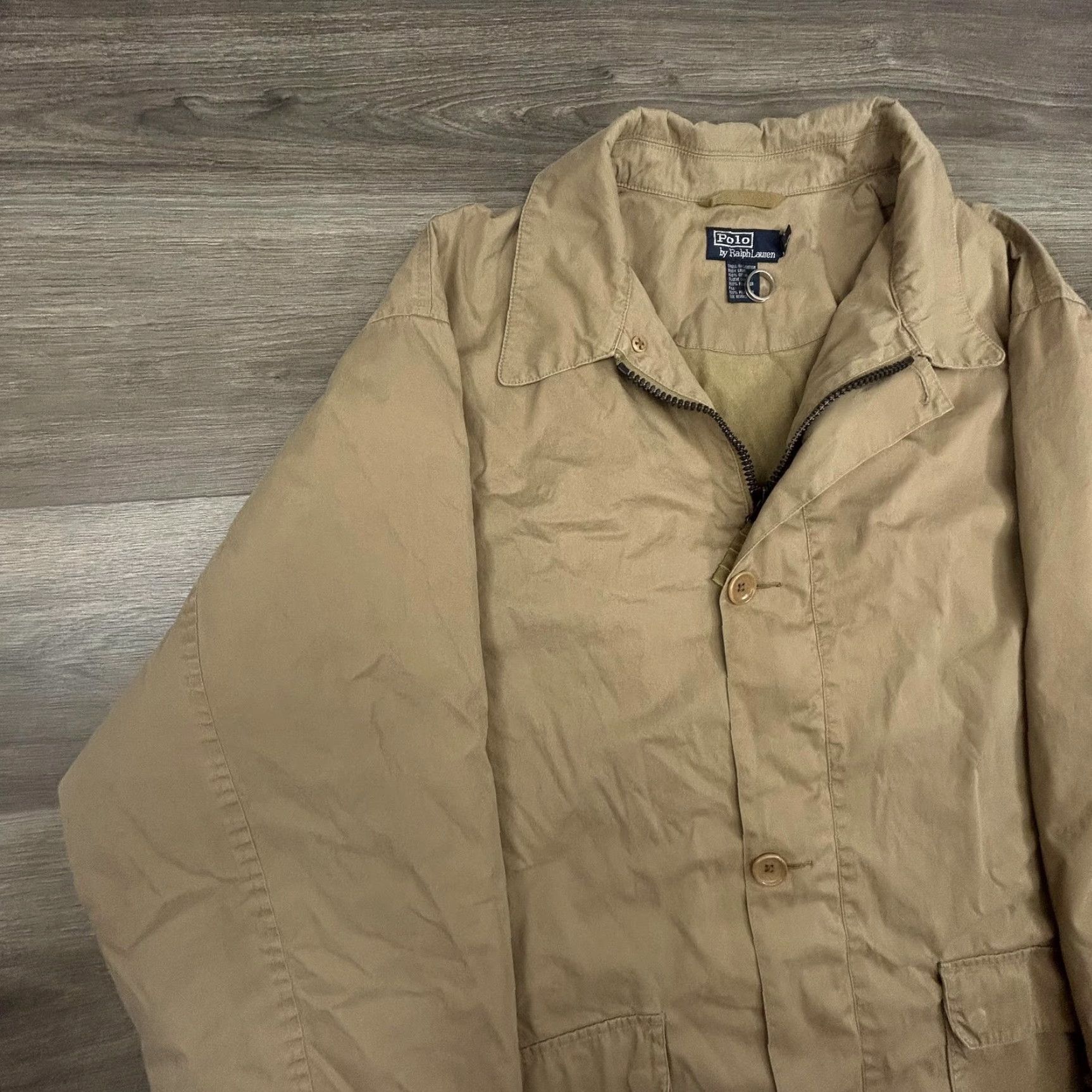 Polo Ralph Lauren VINTAGE Polo Ralph Lauren Jacket Mens 2XL Parka Beig e Cotton Zip Button Field Coat 90s Size US XXL / EU 58 / 5 - 3 Thumbnail