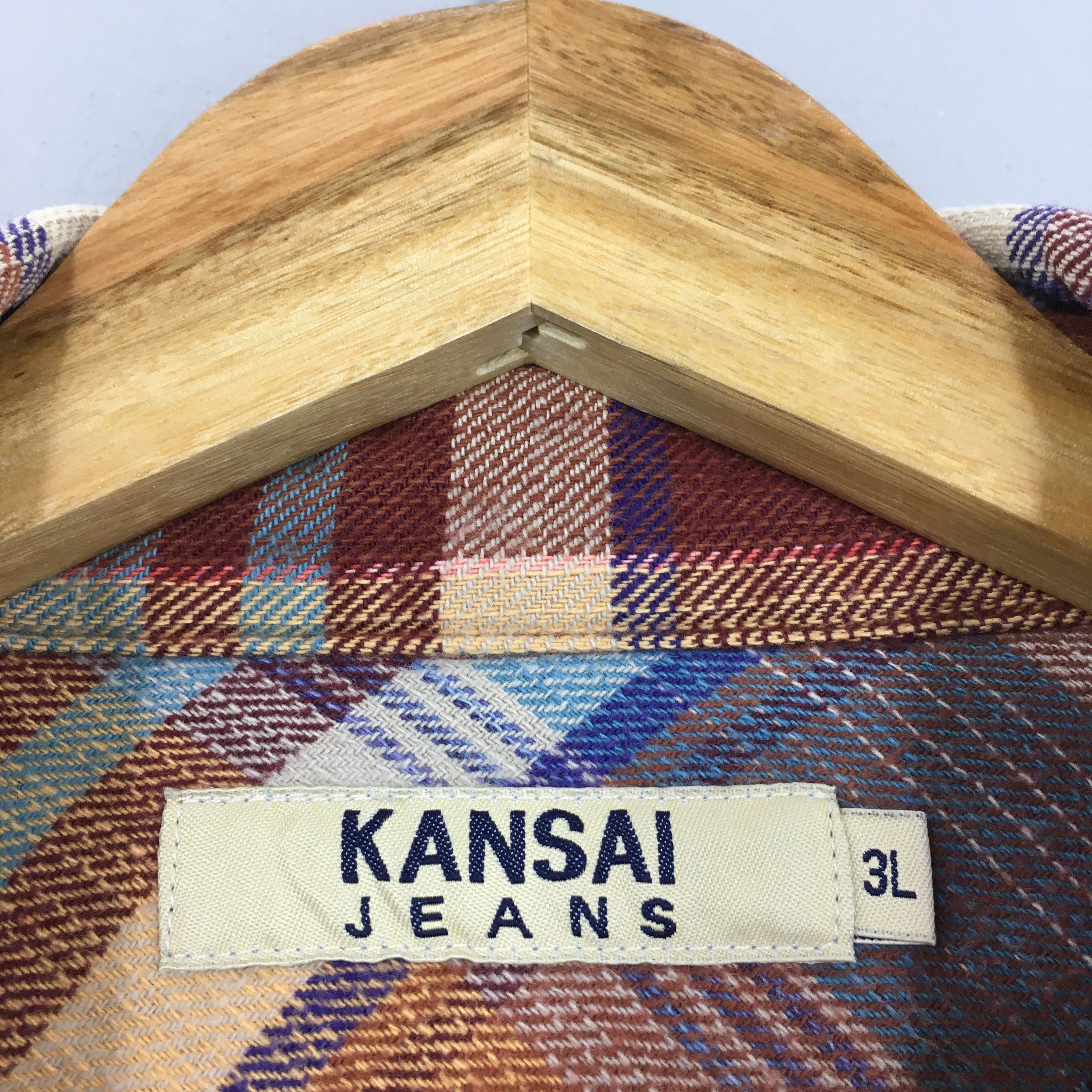 Flannel × Japanese Brand × Kansai Yamamoto Vintage Kansai Jeans Plaid Checkered Flannel Shirt XXLarge Size US XXL / EU 58 / 5 - 6 Thumbnail