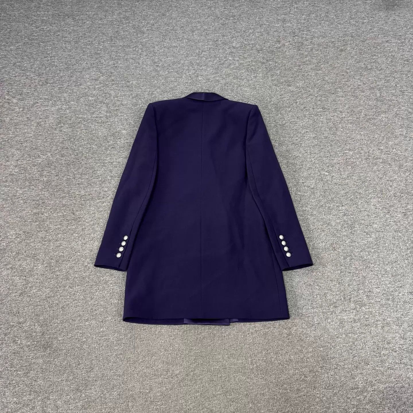 Balmain Balmain Deep Purple Satin Shawl Collar DB Dress Size XS / US 0-2 / IT 36-38 - 2 Thumbnail