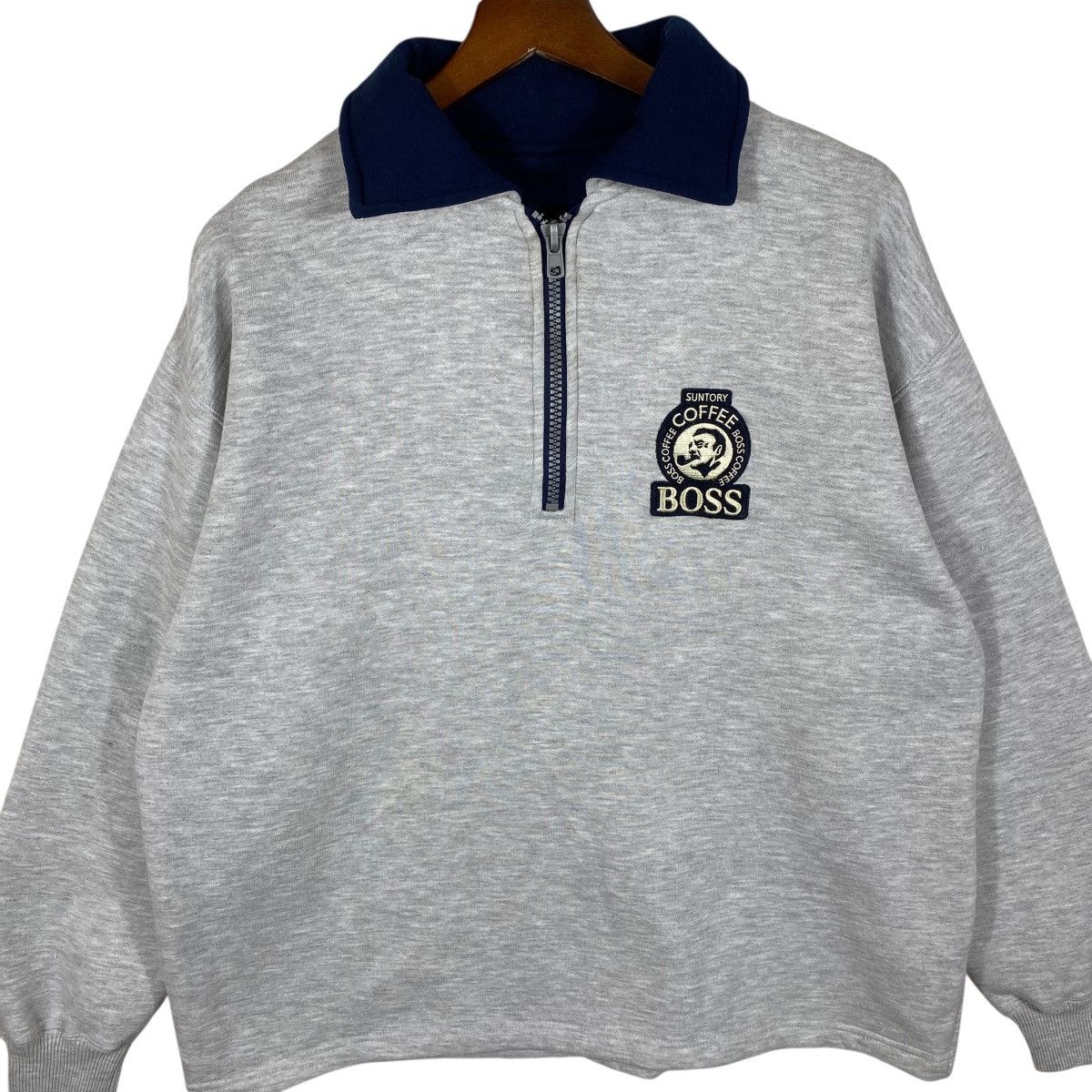 Vintage Vintage Suntory Coffee Boss Half Zip Pullover Sweatshirt Size US L / EU 52-54 / 3 - 4 Thumbnail