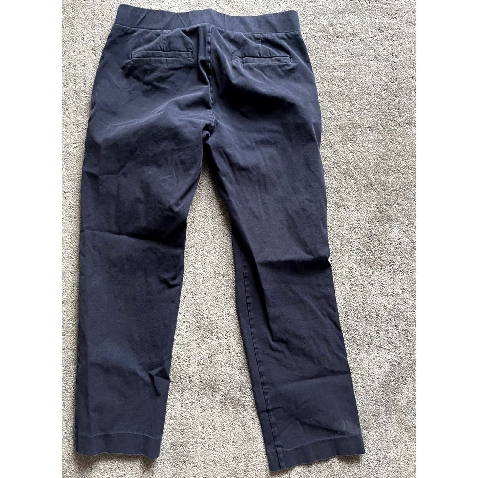 Loft Loft Navy Blue Crop Stretchy Dress Pants Women's Size 4 Cropped Flat Front Cotton Blend Waist 30 Inseam 26.5 Regular Mens Womens Girls Boys Size 27" / US 4 / IT 40 - 3 Thumbnail