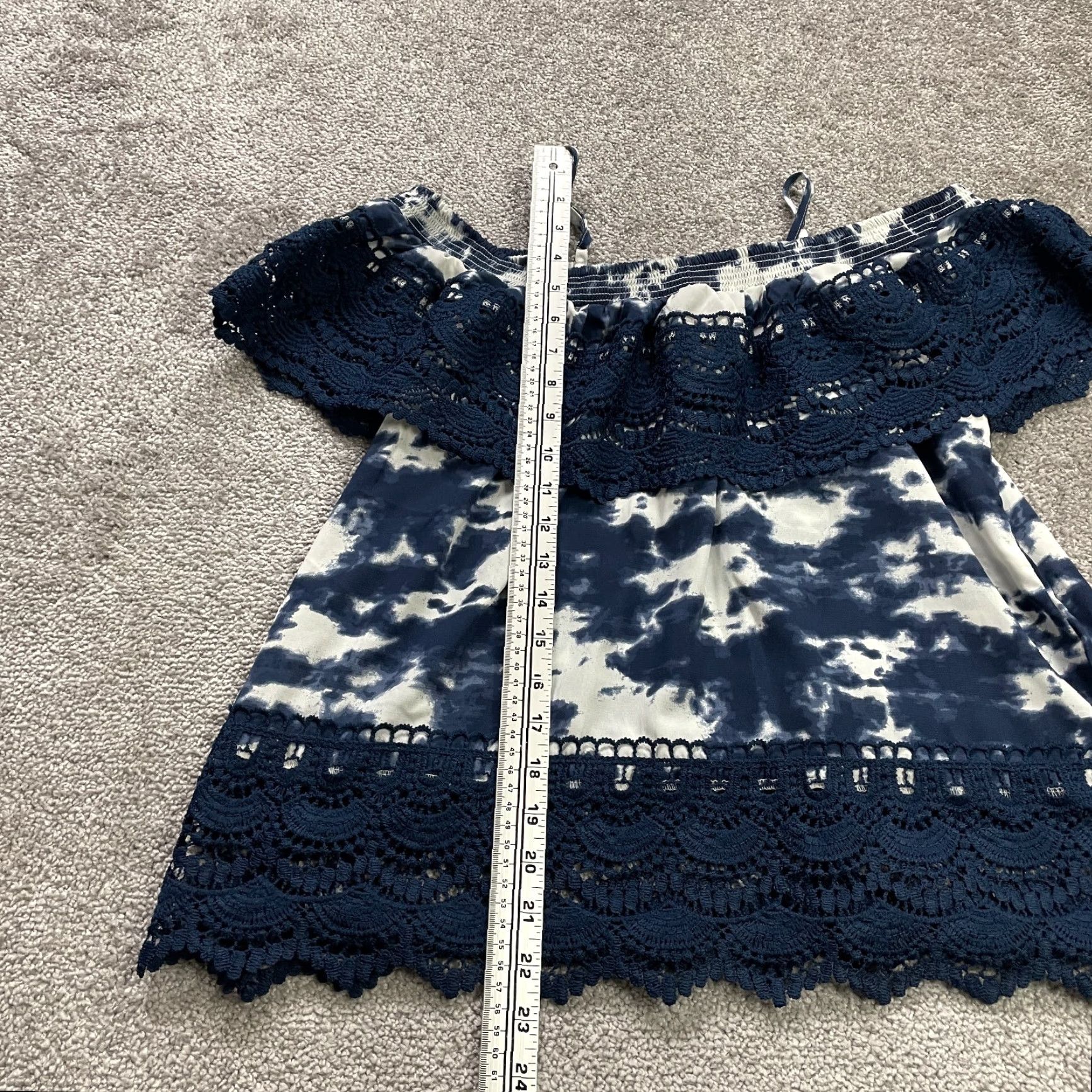 Vintage No Boundaries Blues Tie Dye Cold Shoulder Blouse Juniors XXL Blue Casual Size XXL / US 16-18 / IT 52-54 - 5 Thumbnail