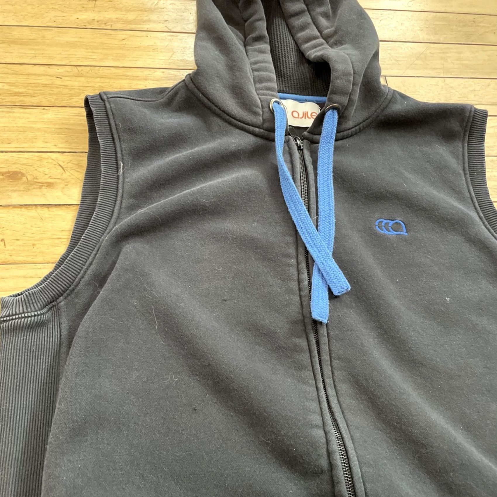 Vintage AJILE Knit Vest Adult L Blue Full Zip Sport Hoodie Drawstring Retro Active L 38" Size US L / EU 52-54 / 3 - 5 Thumbnail