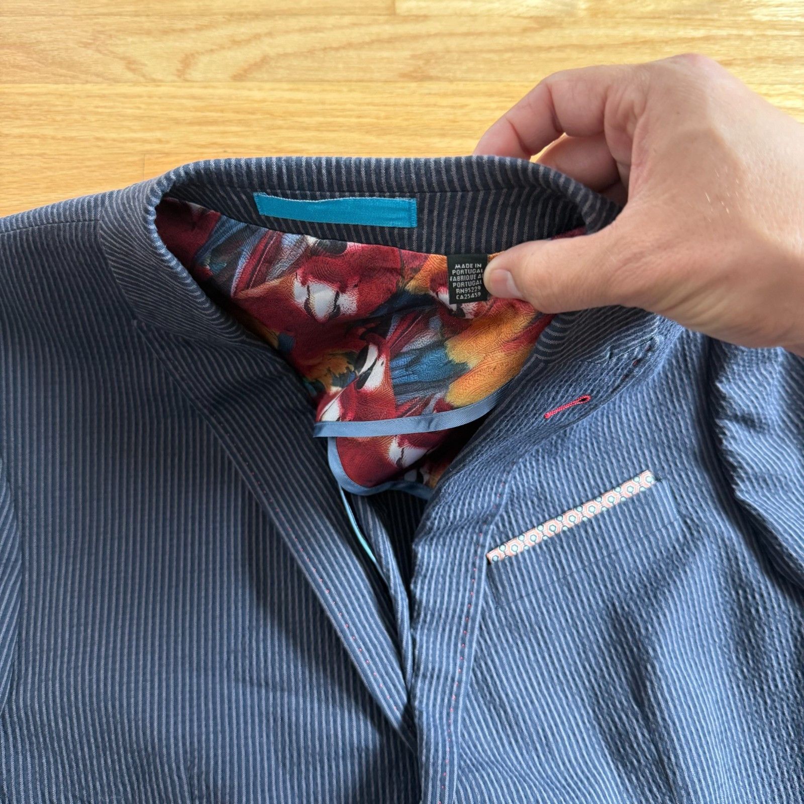 Ted Baker Ted Baker London Men's Blue Textured Blazer Size US S / EU 44-46 / 1 - 8 Thumbnail
