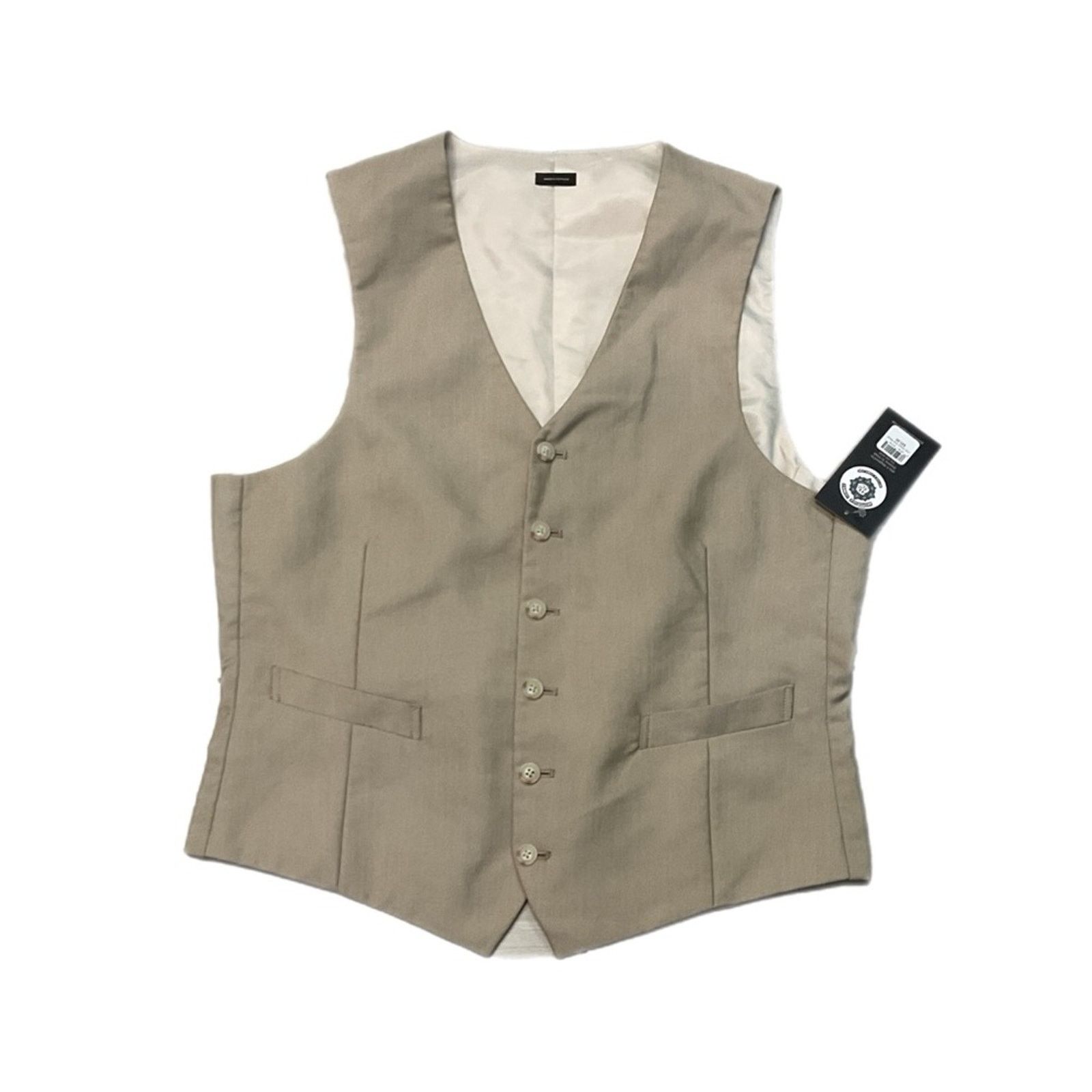 Vintage Linen Dress Beige Vest Size US L / EU 52-54 / 3 - 1 Thumbnail