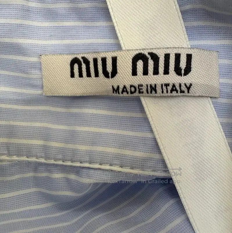 Miu Miu Miu Miu Light Blue Cropped Long Sleeve Shirt . Size M / US 6-8 / IT 42-44 - 2 Thumbnail
