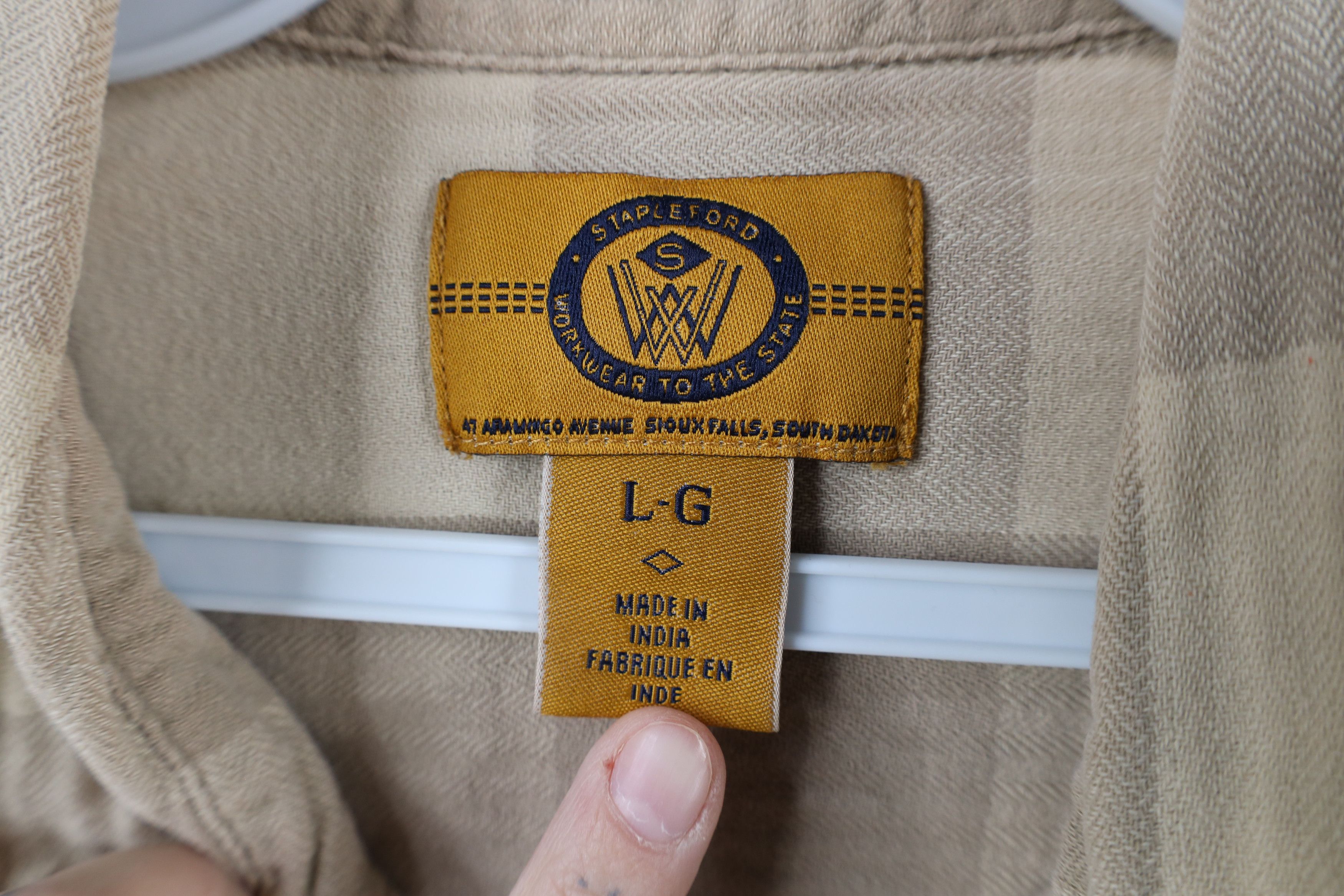 Vintage Vintage 90s Streetwear Flannel Collared Button Shirt Beige Size US L / EU 52-54 / 3 - 6 Thumbnail