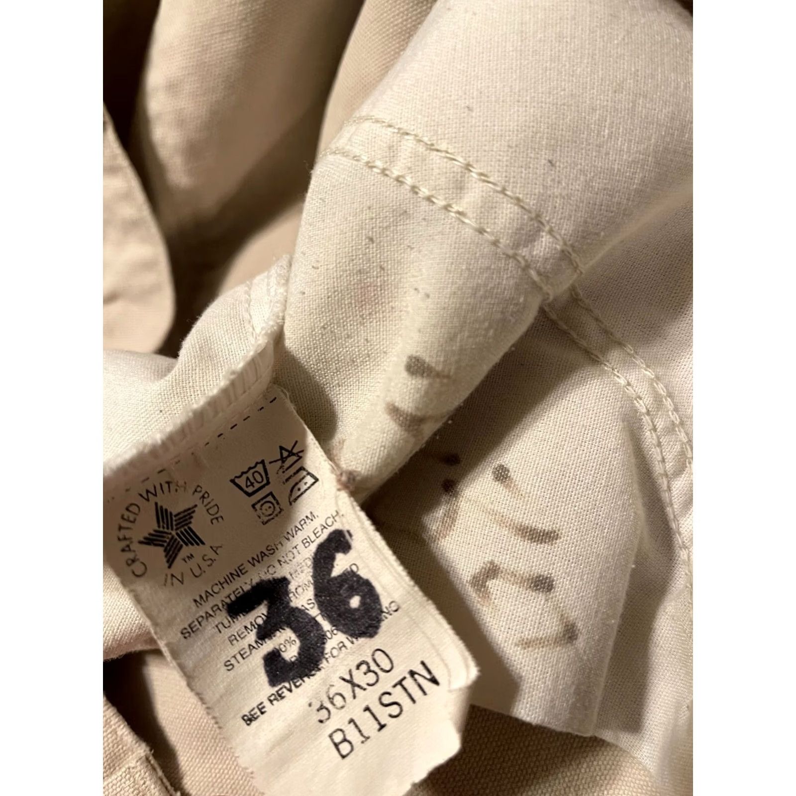 Carhartt VINTAGE Carhartt Union Made B11STN Duck Carpenter Pants Mens 36x30 Beige Distressed Workwear Size US 36 / EU 52 - 6 Thumbnail