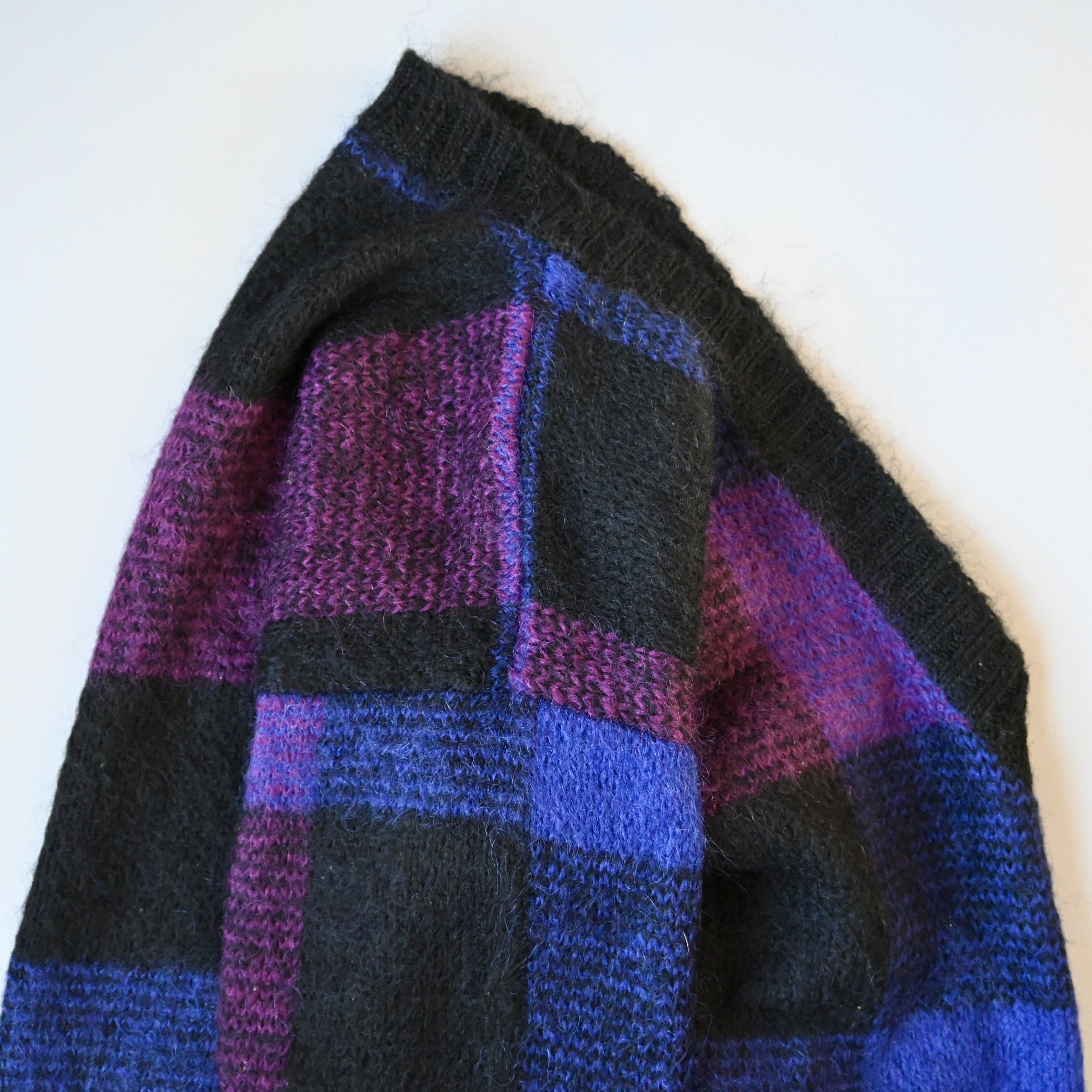 Vintage 1990s PAULHARRIS black&purple panel mohair-mix sweater Size L / US 10 / IT 46 - 8 Thumbnail